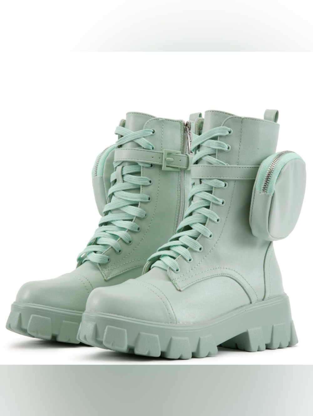 Cape Robbin "Tuesday Sage" Mint Green Lace-Up Platform Combat Boots